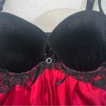 Ambrielle Satin Babydoll Dress Size Small Velvet Chemise Christmas Holiday Party Photo 4