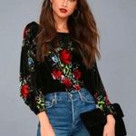 Free People Intimately  Black Floral Velvet Bodysuit, Sz S Photo 0