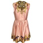 Joe Fresh Fit & Flare Pink Satin Cocktail Dress Size 8 Gold Blue Baroque Design Photo 6