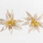 ZARA NEW❗️ Beaded Floral Earrings White Yellow Flower Photo 6