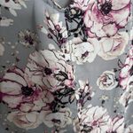 Womens Gray pink casual business vacation Floral Button Up blouse size Large Photo 5