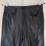 MOTHER Denim MOTHER Faux Leather The Insider Cropped Bootcut Pants Wax On Wax Off Black Photo 3