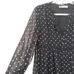 ZARA Polka Dot Pleated Mini Dress Black White Medium Photo 2