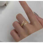 Boutique NEW Women's 14k Gold Filled‎ Solid Leaf Simulated Diamond Adjustable Ring Photo 14
