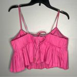 Free People  Y2K Pink Ruffle Crop Top Sweetheart Bubble Hem Tie Back Sweet Size L Photo 4