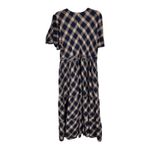 Super Dry Women's Sz 12 Woven Check Short Sleeve Tiered Midi Dress Blue Plaid Photo 6