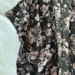 Misty Rose Black Mesh Kimono With Light Pink Rose Floral Detail Photo 2