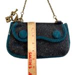Gap Vintage Y2k Clutch Purse Mini Bag Wool Brass Lock Key Gray Teal Photo 7