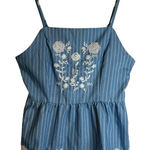 Harper  Heritage Francesca’s Blue White Embroidered Baby Doll Tank Size Small NWT Photo 0