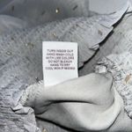 By The River Womens Gray Sheer Squared Neck Gold Speckle Crop Smocking Top small Photo 7