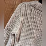 ZARA Fitted Chunky Cable Knit Crew Neck Pullover Sweater in Cream Size Small Photo 10
