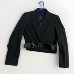 Helmut Lang Cropped grosgrain-trimmed wool wrap Size 2 Black Career Formal Photo 0