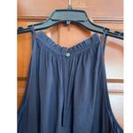LOFT Navy Silky Maxi Long Wide Leg Romper Jumpsuit size MP Blue Photo 8