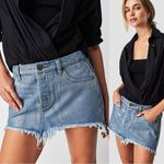One Teaspoon Free People Blue Future Junkyard Micro Mini Skirt 25 Shimmer Fray Photo 9