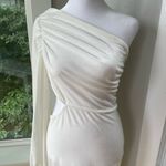 Simplee Apparel Simplee Ivory Cream Velvet One Shoulder Cut Out Mini Party Holiday Dress Small Photo 6