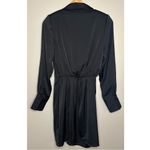 Nasty Gal NWT Button Front Draped Neckline Black Long Sleeved Mini Shirt Dress Photo 5