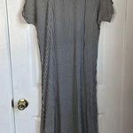 Square neck black and white striped maxi dress lagenlook sheath shirt dress Photo 0