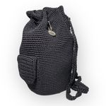 The Sak Bucket Bag Backpack Black Crochet Knit Drawstring Boho Chic Woven Photo 1