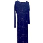 Allen B. Charcoal Grey embroidered maxi dress. Pull on. Long sleeve. Size 6. Gray Photo 3