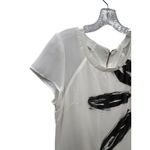Desigual Women's White Black Yellow Daisy Print Short Sleeve Sheer Dress M Photo 3