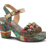 Spring Step L'Artiste by  Leilanie Sandals Womens 38 US 7.5–8 Floral Leather Heel Photo 0