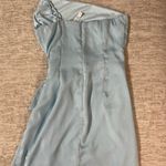 Lucy in the Sky Santorini Satin Wrap Dress in Dusty Blue Photo 5
