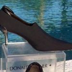 Donald Pliner Leather Shoe Pump Bootie Crepe Elastic Stretch $340 NWT Metal Heel Black Size 6 Photo 12