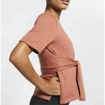 Nike Womens Studio Dri-Fit Short Sleeve Yoga Studio Wrap in Dusty Peach - M Photo 2