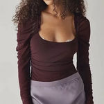 Free People Intimately  Next To You Long Sleeve Puff Sleeve Bodysuit Small Photo 0