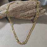Mens 18K Gold Plated Figaro Chain Necklace 20 Inches Lobster Clasp Quarter Inch Photo 1