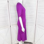 Lauren Ralph Lauren Ribbed Jersey Knit Henley Fit Flare Dress Purple XS Photo 2