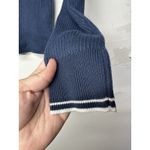 American Eagle  Women’s Medium Navy Ribbed Knit Collared V Neck Long Sleeve Photo 9