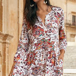 Peruvian Connection  Multicolor Paisley Abstract 3/4 Sleeve Top Women's size XL Photo 0