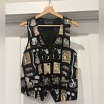 Nicole Miller  1995 Novelty Wedding Bridal Print 100% Silk Black Vest Size Large Photo 9