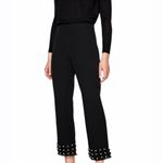 ZARA  Black Cropped Crepe Pearl Embellished Hem Trousers Small Photo 1