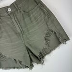 American Eagle Highest Rise Mom Shorts Sz 6 Olive Green Distressed High Cut Photo 4