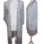 P.J. Salvage Robe Open Front Kimono Layer Wrap Ditsy Floral White Pink, Size Large Photo 0