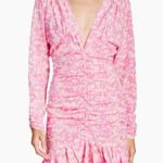 Isabel Marant silk Ruched Pink Floral mini Dress NEW Photo 2