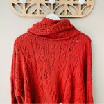 Free People  Cropped Cowl Neck Pullover Knit Sweater Red Sz Medium Photo 6