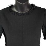 ZARA  Trafaluc Short Sleeve Round Hem Fringe Trim Black Top Women’s XS ACADEMIA Photo 2