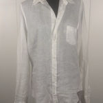 Frank & Eileen White 100% Linen Button Front Shirt Women's Large Photo 0