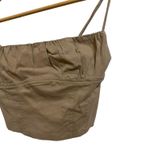 ZARA Cropped Tank Top Ruched Corset Style Square Neck Khaki Brown Size XS Photo 2