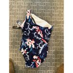 Carmen Marc Valvo One-Shoulder Cutout One-Piece Tropical Print Swimsuit Size 14 Photo 2