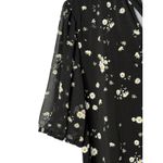 CURE Black Daisy Floral Print Tie Neck Top Short Sleeve Women Plus Size 3XL NWT Photo 2