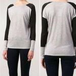 Vince  Black Gray Colorblock Long Sleeve T-Shirt Rayon Jersey Photo 1
