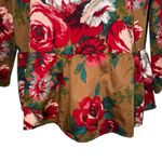 BROOKS BROTHERS Red Fleece Floral Peplum Cotton Blouse 3/4" Sleeves EUC Size 6 Brown Photo 4