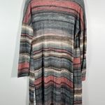 Ginger G Boutique Muted Multicolored Striped Longline Lightweight Knit Caridgan Photo 4