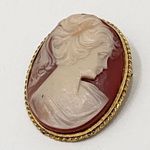 Vintage Unsigned Victorian Lady Cameo Brooch Gold Photo 2