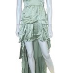 We Wore What Corset High Low Maxi in Fog Green Satin Charmeuse Women’s Sz 4 Photo 1