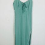 Abercrombie & Fitch  pale green slit front corset seamed midi dress. XS Photo 2